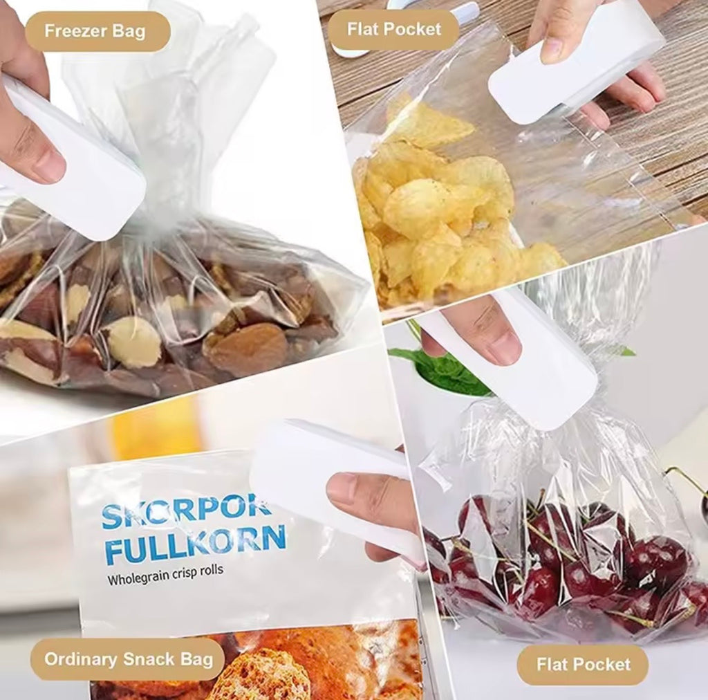 1 Mini Bag Sealer and Cutter | Portable Handheld Heat Sealer for Plastic & Snack Bags | Eco-Friendly Food Storage & Freshness Saver (White)