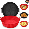 Buy 1 Get 2! - Reusable Silicone Air Fryer Liner - Non-Stick Round Air Fryer Silicone Basket with Handles