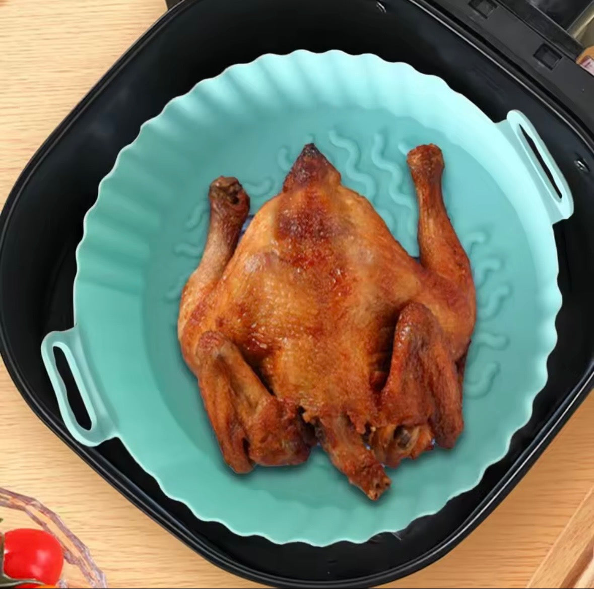 Buy 1 Get 2! - Reusable Silicone Air Fryer Liner - Non-Stick Round Air Fryer Silicone Basket with Handles
