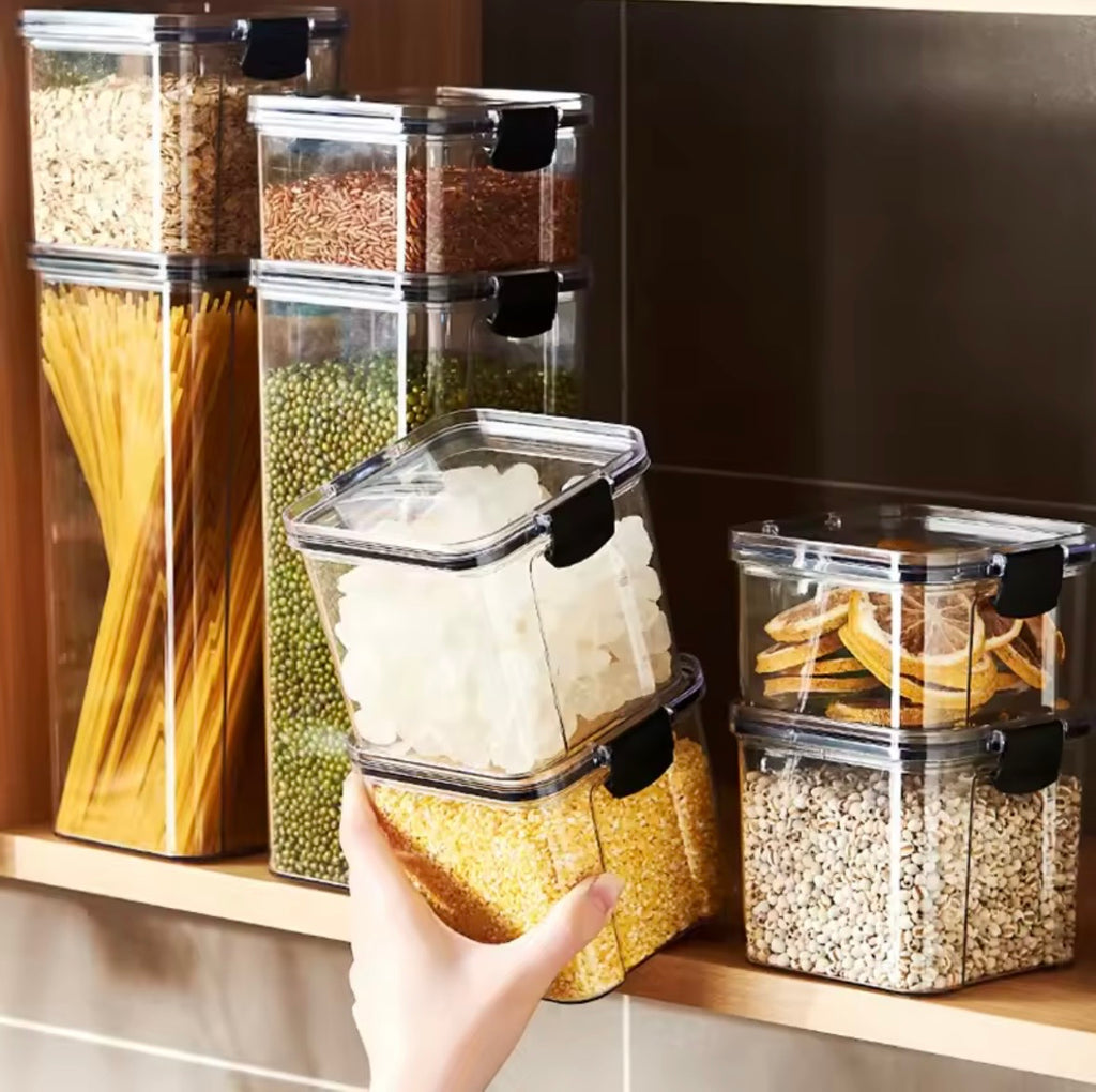 Airtight Food Storage Container Set - Clear Plastic Kitchen & Pantry Organizers