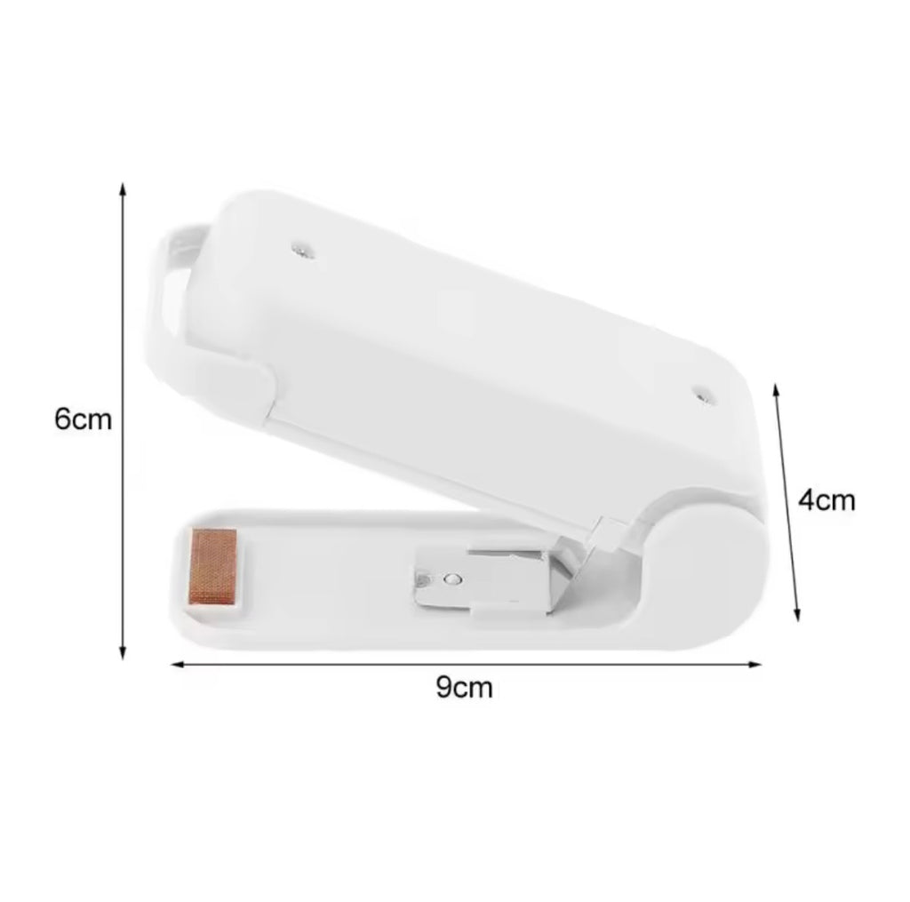1 Mini Bag Sealer and Cutter | Portable Handheld Heat Sealer for Plastic & Snack Bags | Eco-Friendly Food Storage & Freshness Saver (White)