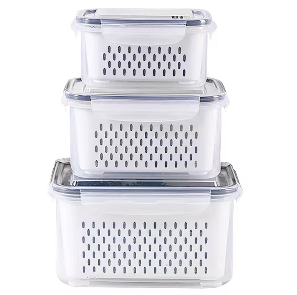 Clear Acrylic Fridge Organiser Bins with Handles – Stackable Kitchen & Pantry Storage Containers for Fruit, Vegetables, and Snacks (Set of 4)