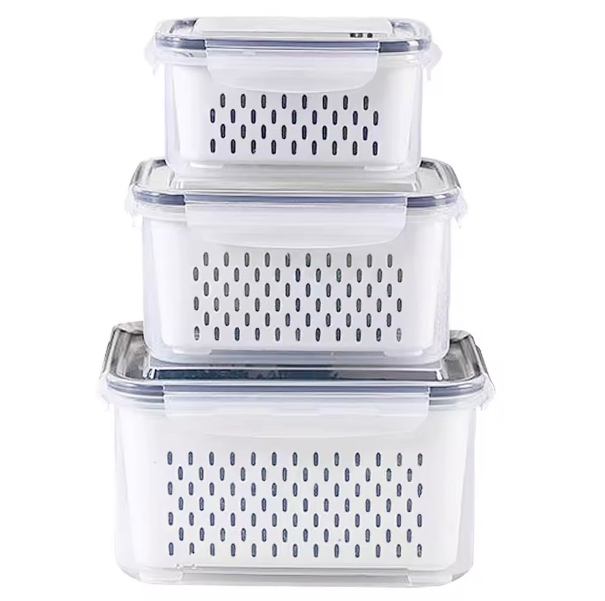 Clear Acrylic Fridge Organiser Bins with Handles – Stackable Kitchen & Pantry Storage Containers for Fruit, Vegetables, and Snacks (Set of 4)