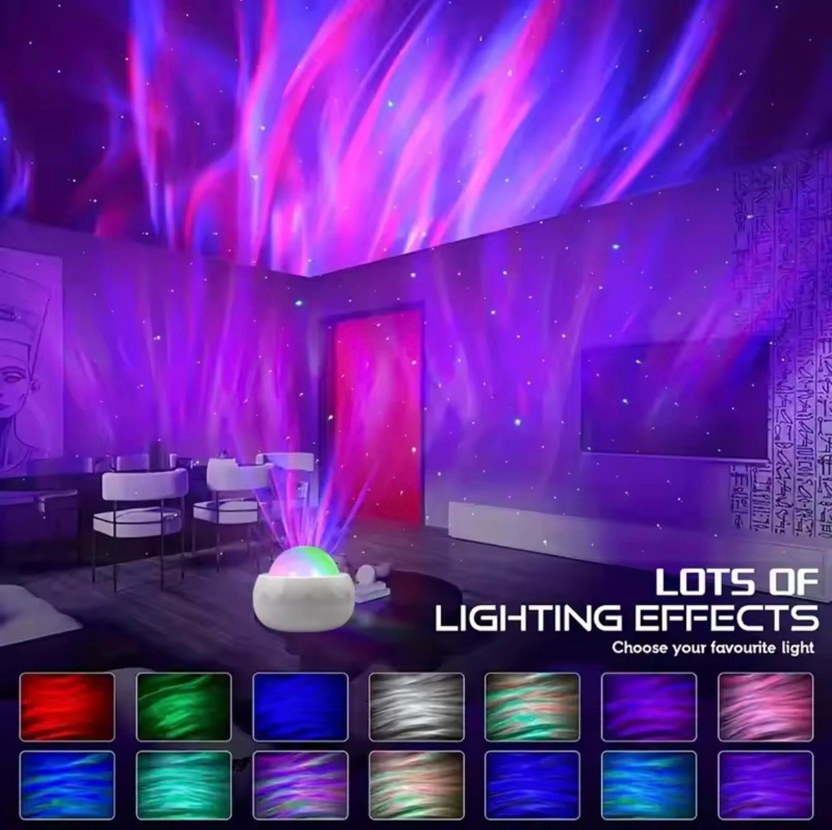 LED Galaxy Star Projector Night Light | Ocean Wave Ceiling Projector with Remote Control | 10 Color Modes Aurora Mood Lighting for Bedroom, Gaming Room & Home Cinema