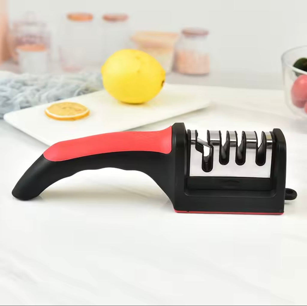 Professional 3-Stage Knife Sharpener - Manual Kitchen Knife Sharpening Tool