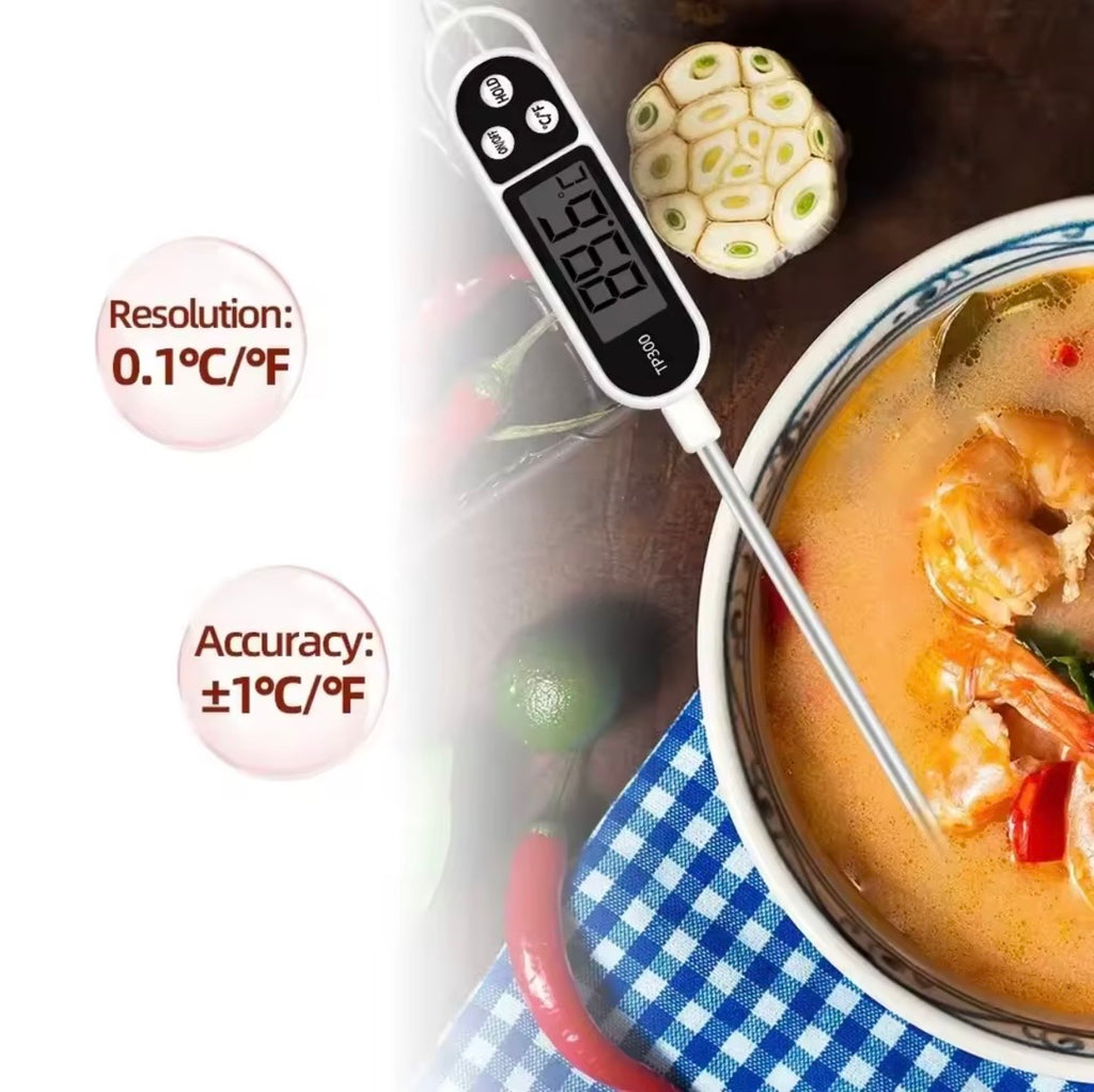Digital Kitchen Food Thermometer - Instant Read Meat & Liquid Cooking Probe