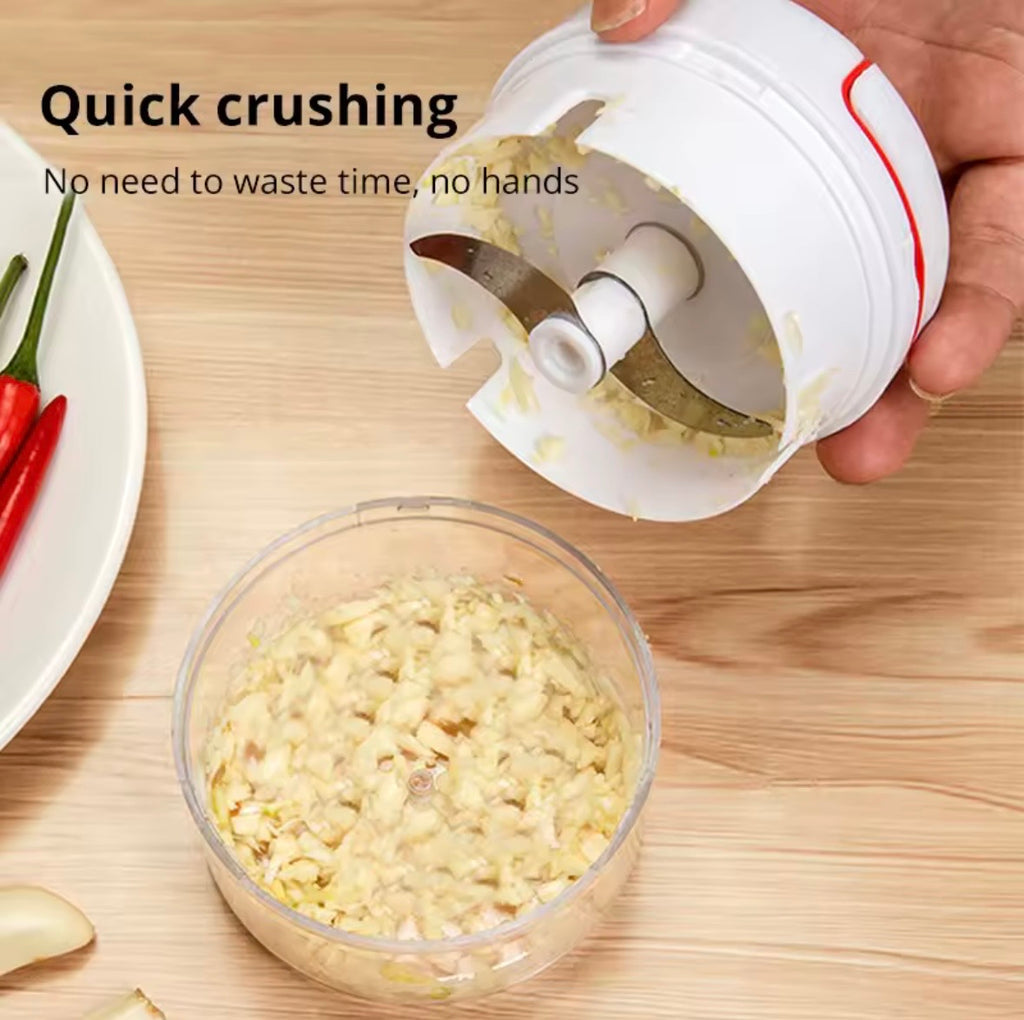 Manual Food Chopper & Mini Vegetable Cutter - Multi-Functional Pull-String Meat & Garlic Grinder