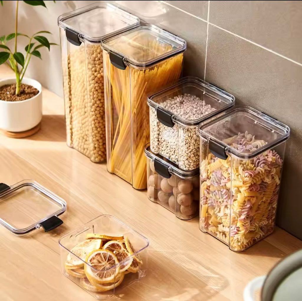 Airtight Food Storage Container Set - Clear Plastic Kitchen & Pantry Organizers