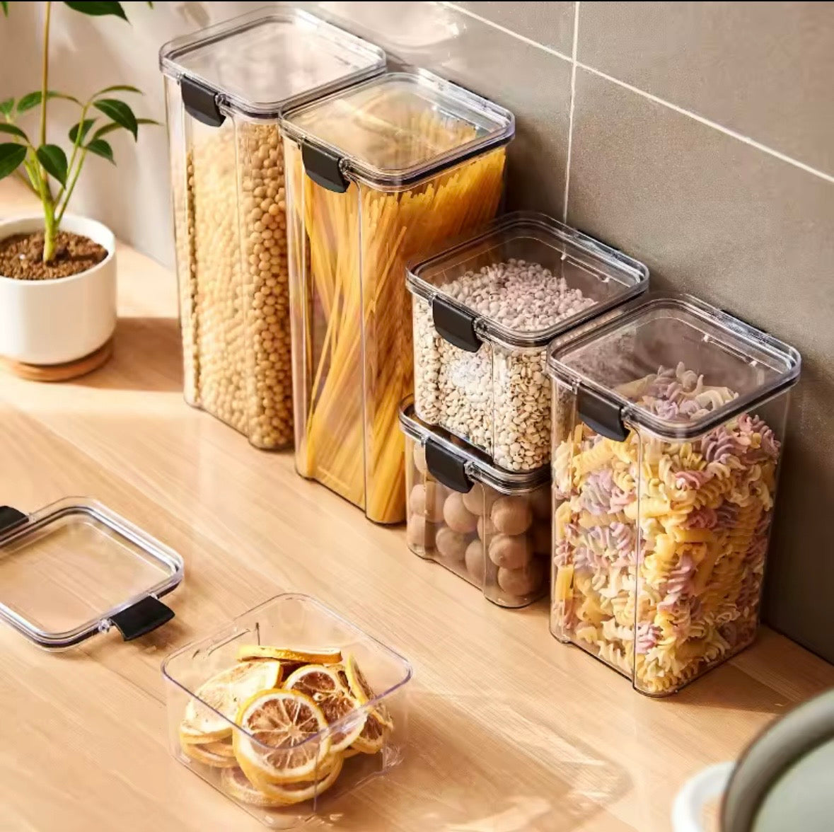 Airtight Food Storage Container Set - Clear Plastic Kitchen & Pantry Organizers