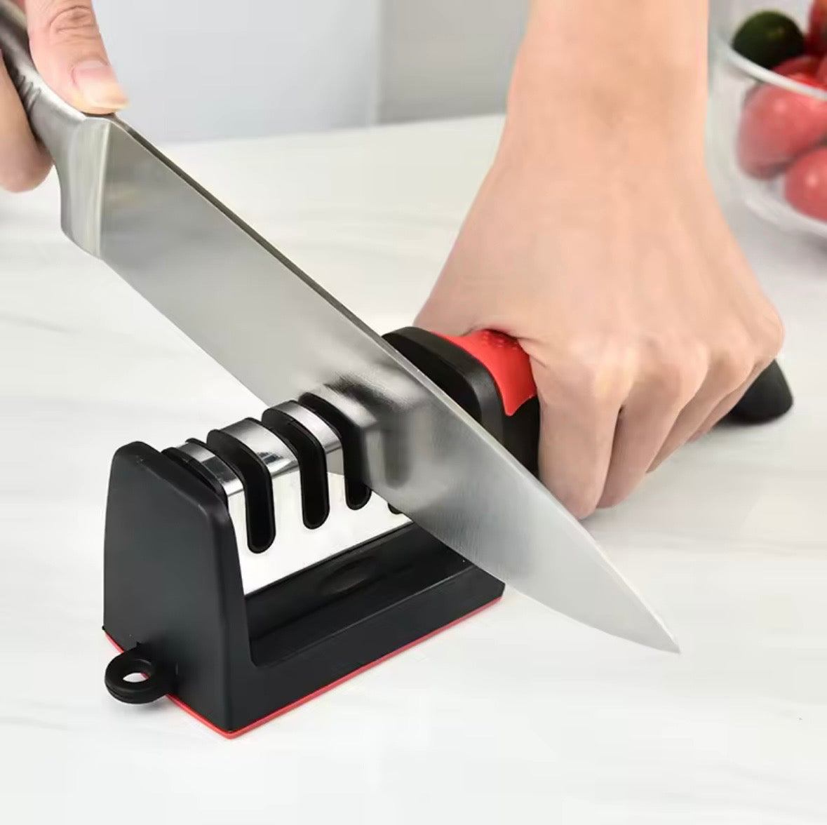 Professional 3-Stage Knife Sharpener - Manual Kitchen Knife Sharpening Tool