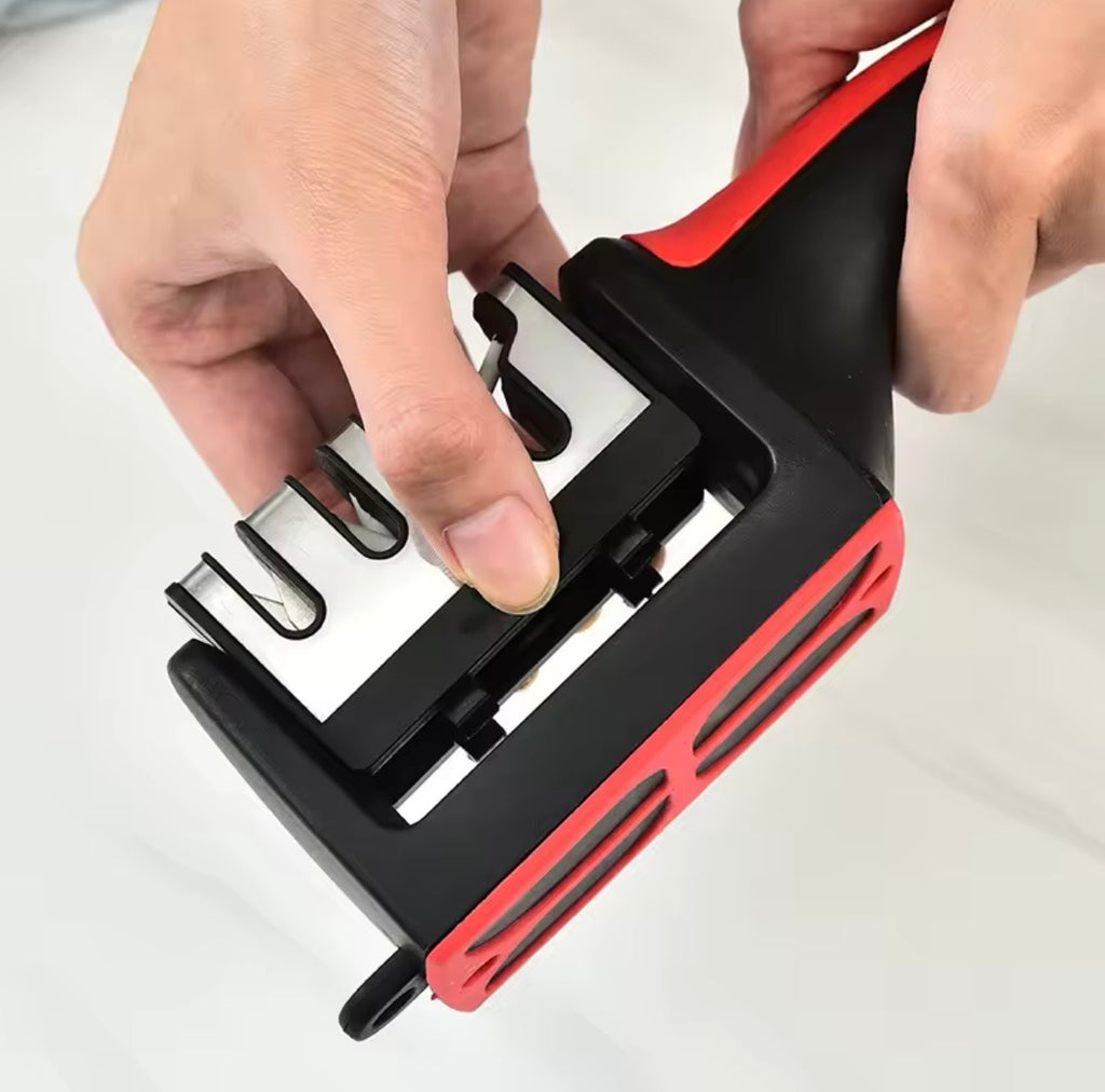 Professional 3-Stage Knife Sharpener - Manual Kitchen Knife Sharpening Tool