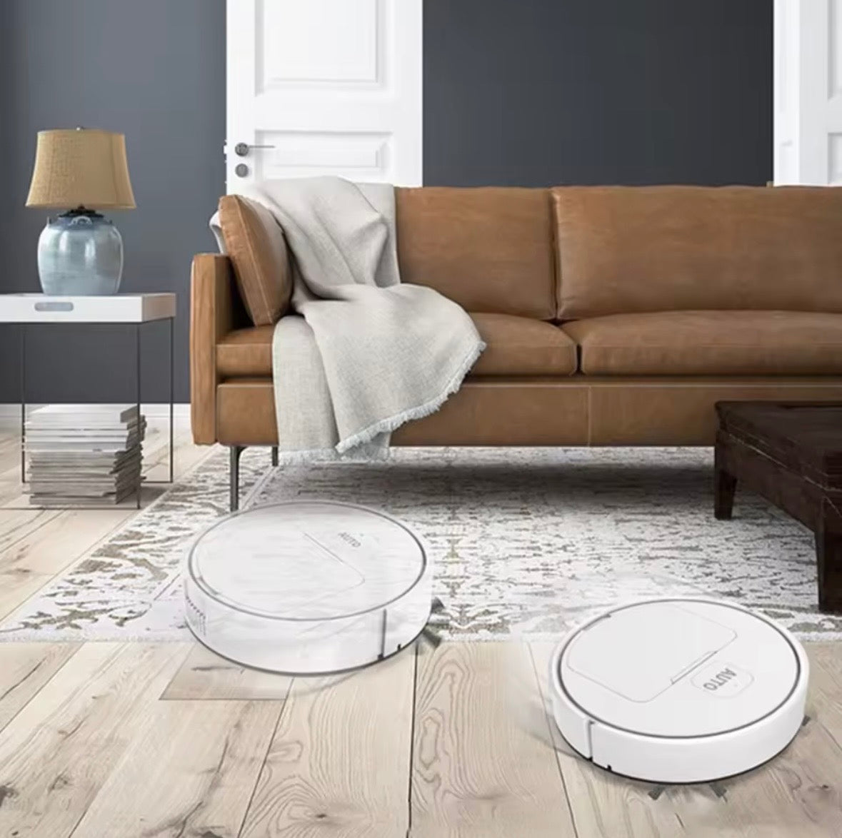 3-in-1 Mini Robot Vacuum Cleaner | Rechargeable Smart Robotic Sweeper, Vacuum & Mop | Low-Profile Quiet Floor Cleaner for Pet Hair, Dust & Hard Floors (Black/White)