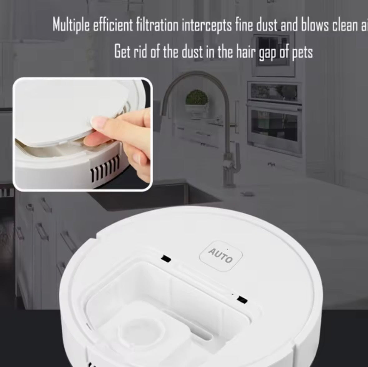 3-in-1 Mini Robot Vacuum Cleaner | Rechargeable Smart Robotic Sweeper, Vacuum & Mop | Low-Profile Quiet Floor Cleaner for Pet Hair, Dust & Hard Floors (Black/White)