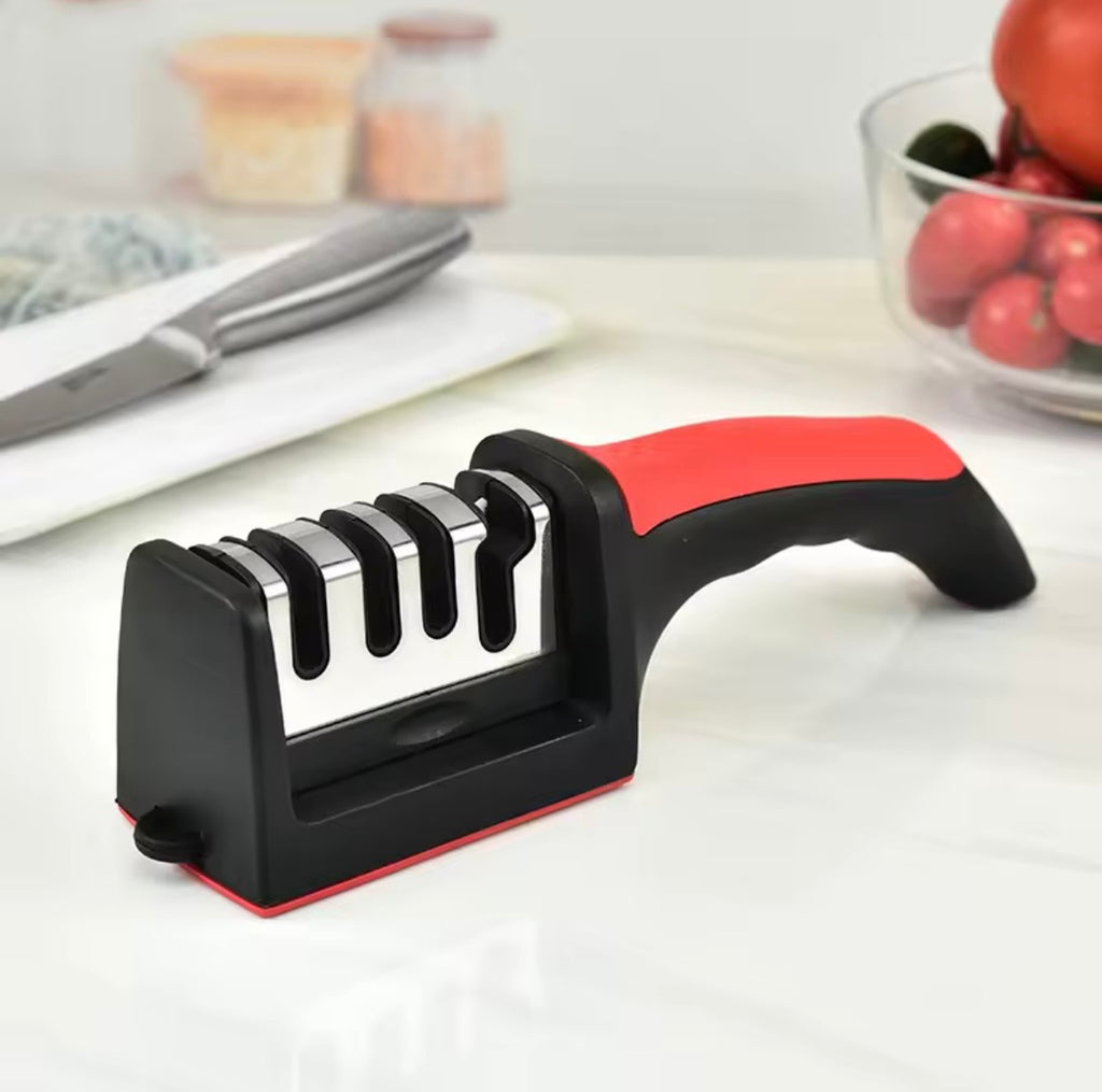 Professional 3-Stage Knife Sharpener - Manual Kitchen Knife Sharpening Tool
