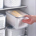 Clear Acrylic Fridge Organiser Bins with Handles – Stackable Kitchen & Pantry Storage Containers for Fruit, Vegetables, and Snacks (Set of 4)