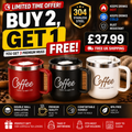 BUY 2, GET 1 FREE – Premium 304 Stainless Steel Insulated Coffee Mug ☕