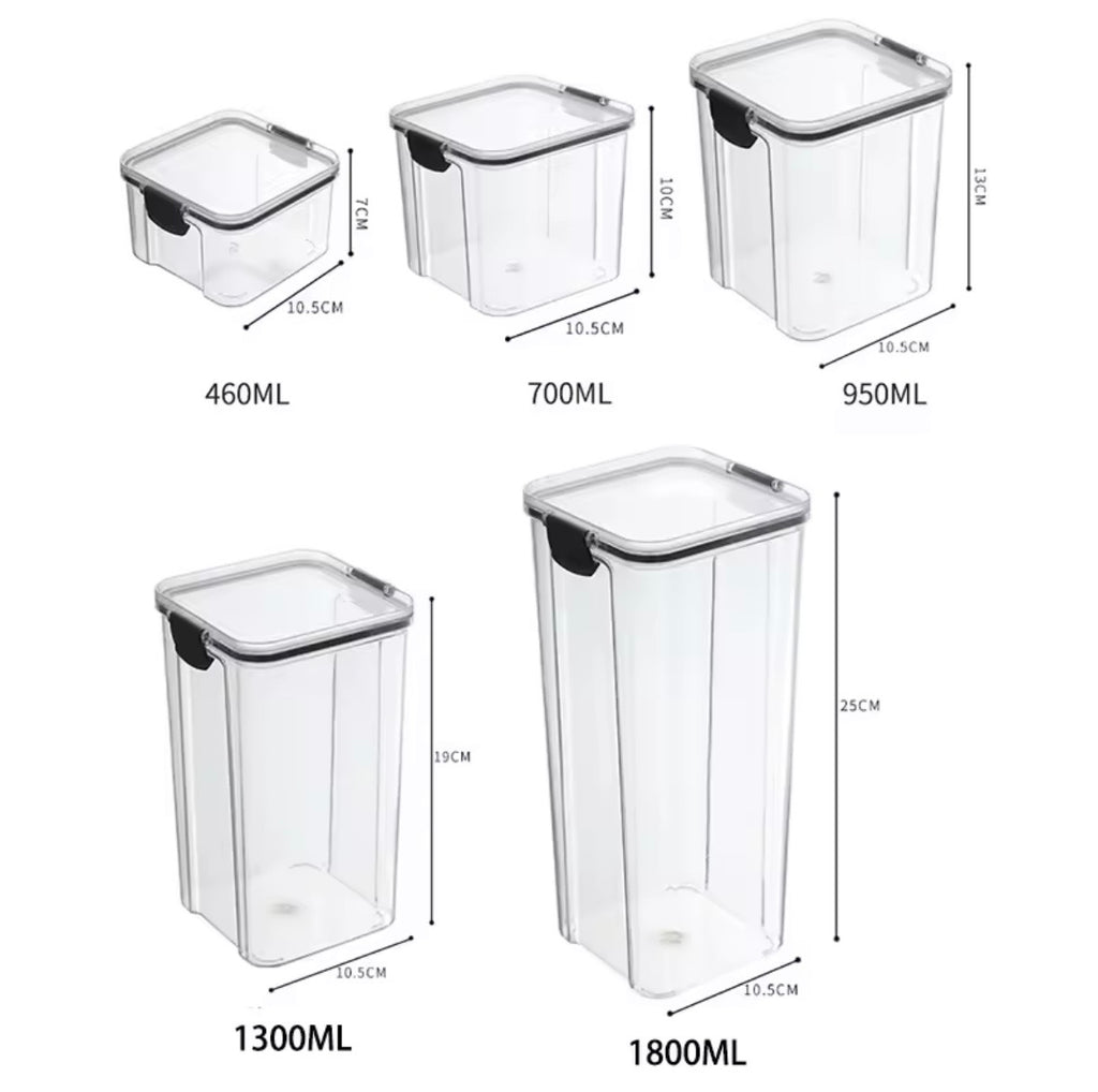 Airtight Food Storage Container Set - Clear Plastic Kitchen & Pantry Organizers
