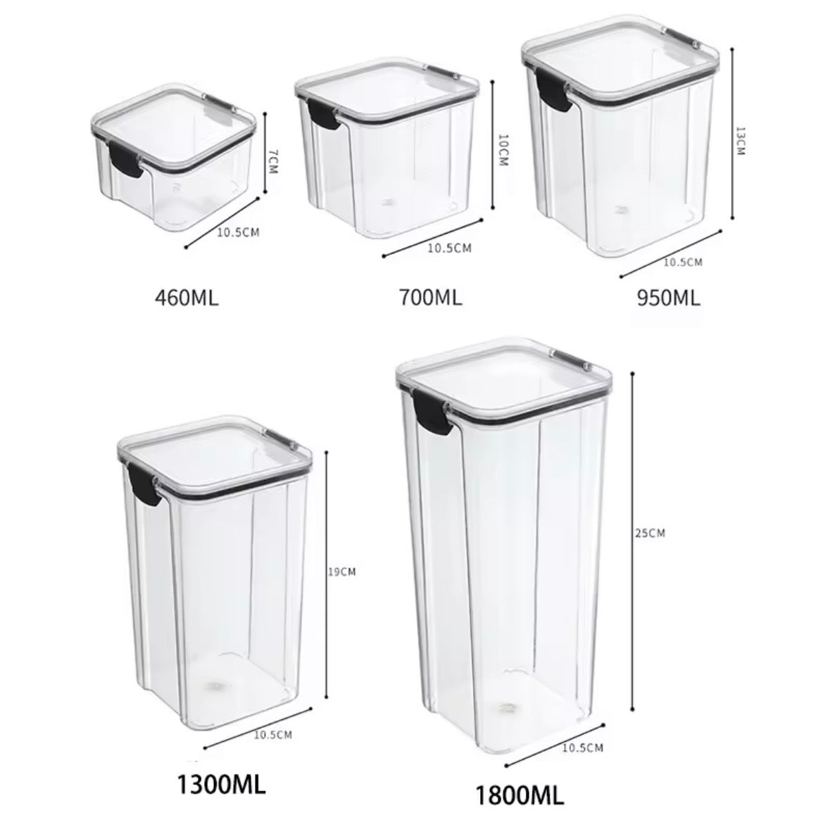 Airtight Food Storage Container Set - Clear Plastic Kitchen & Pantry Organizers