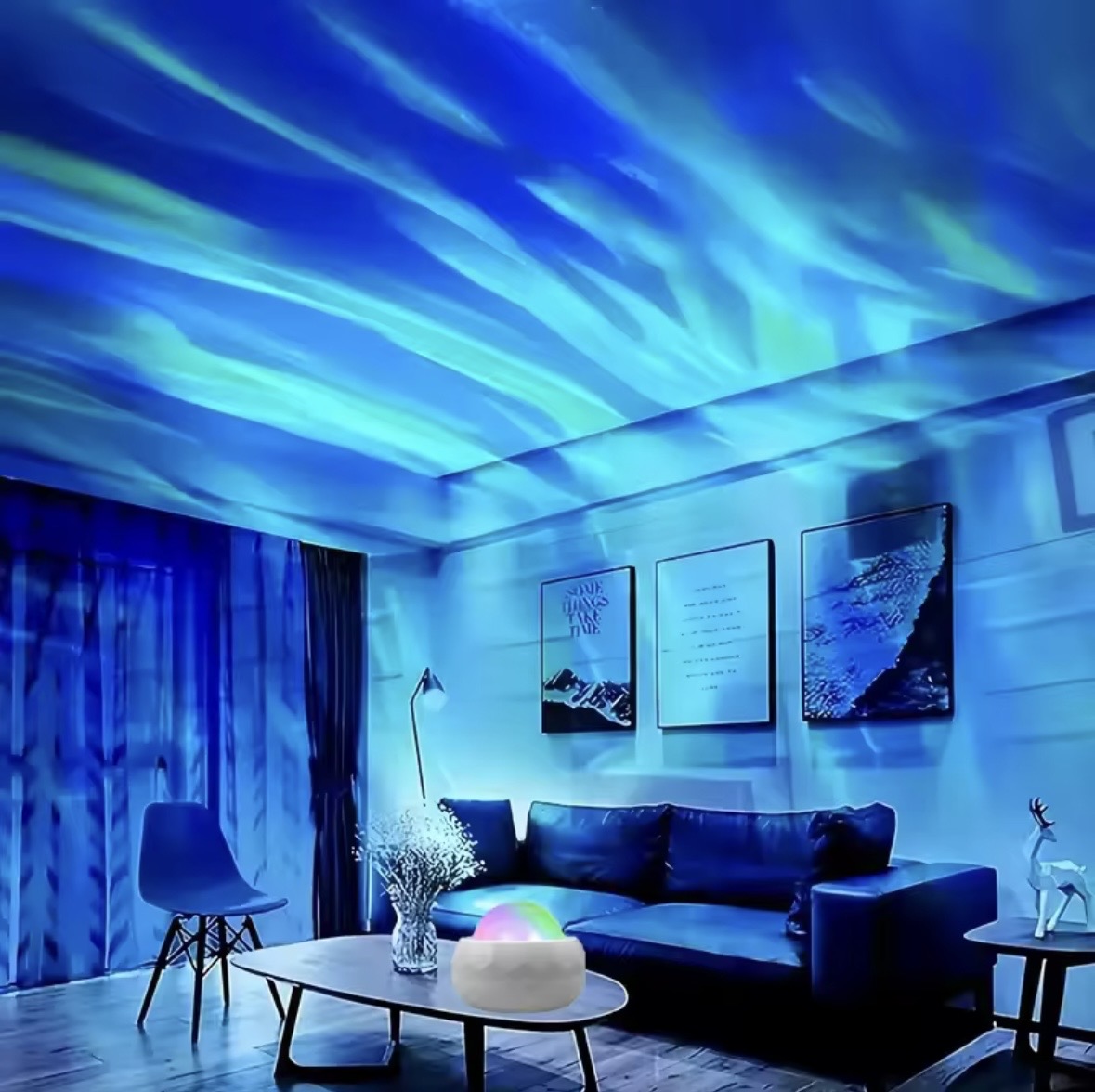LED Galaxy Star Projector Night Light | Ocean Wave Ceiling Projector with Remote Control | 10 Color Modes Aurora Mood Lighting for Bedroom, Gaming Room & Home Cinema