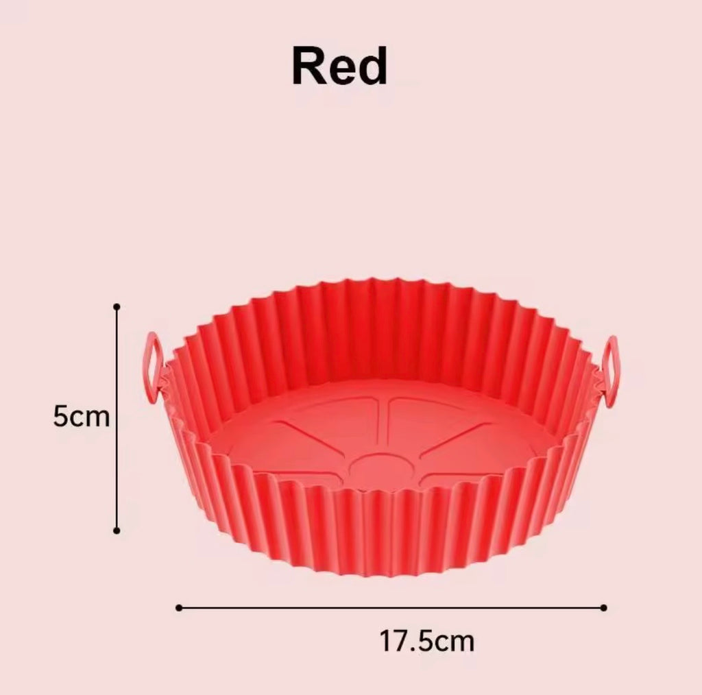 Buy 1 Get 2! - Reusable Silicone Air Fryer Liner - Non-Stick Round Air Fryer Silicone Basket with Handles