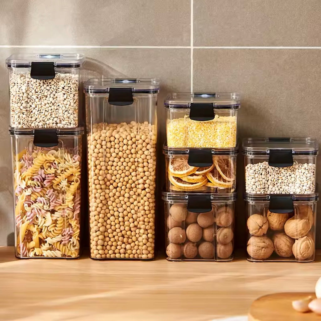 Airtight Food Storage Container Set - Clear Plastic Kitchen & Pantry Organizers