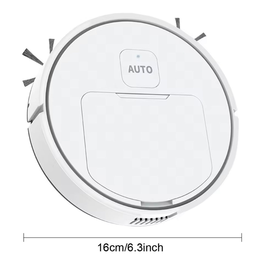 3-in-1 Mini Robot Vacuum Cleaner | Rechargeable Smart Robotic Sweeper, Vacuum & Mop | Low-Profile Quiet Floor Cleaner for Pet Hair, Dust & Hard Floors (Black/White)