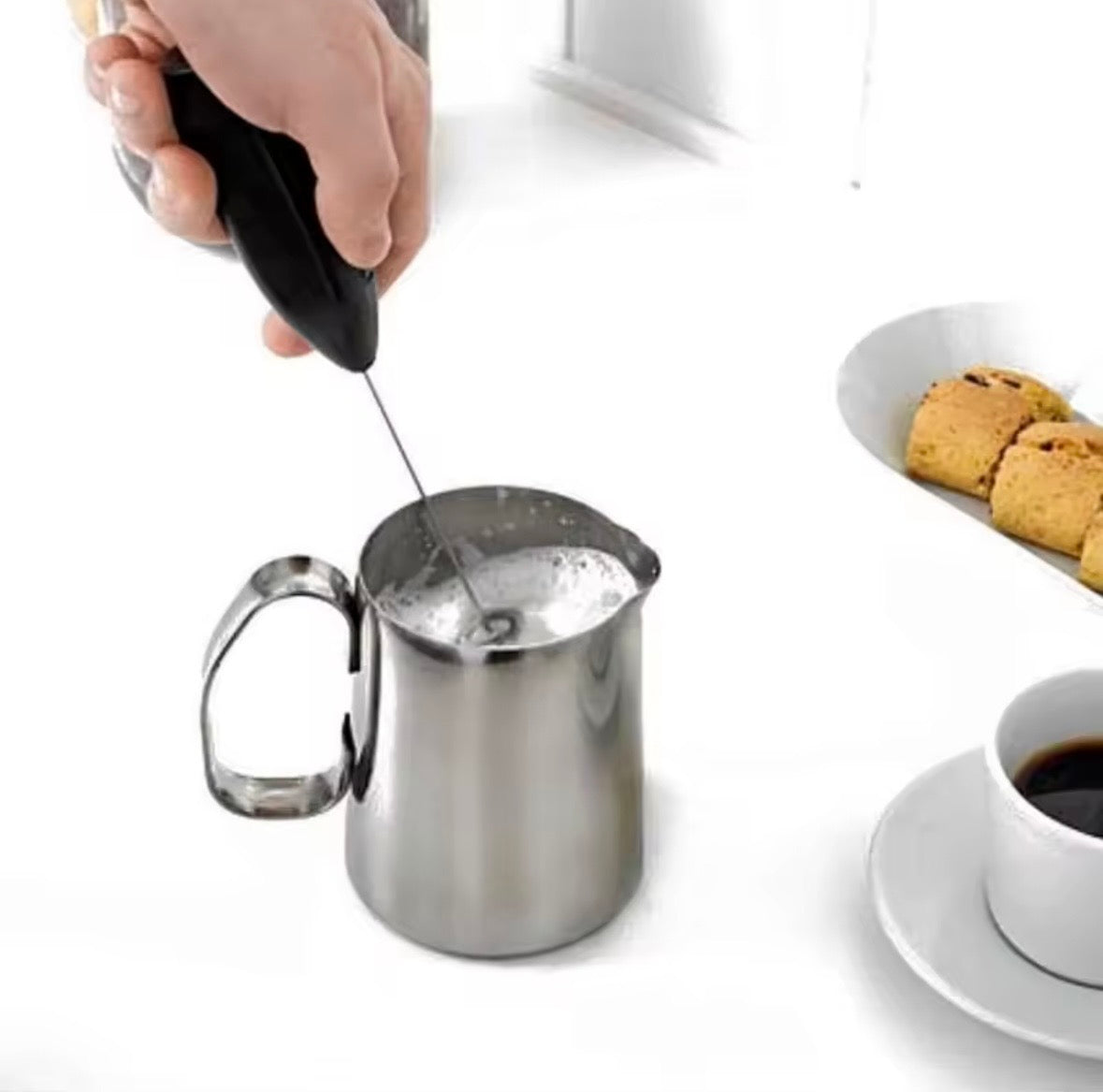 Handheld Electric Milk Frother - Cordless Coffee Whisk & Drink Mixer