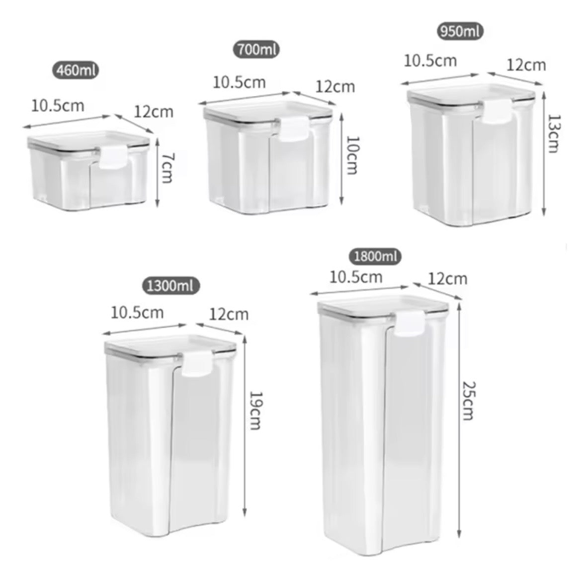 Airtight Food Storage Container Set - Clear Plastic Kitchen & Pantry Organizers